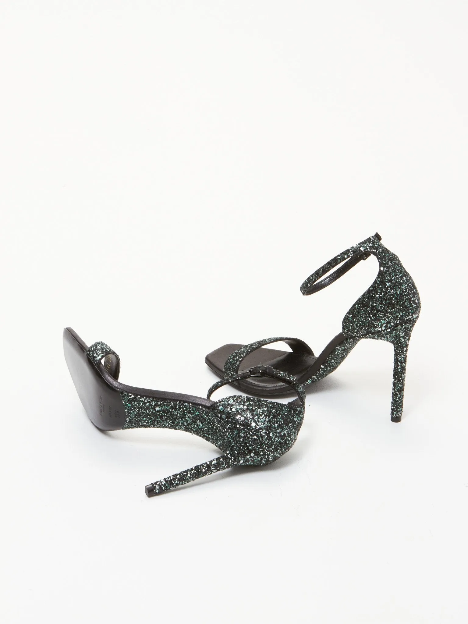 Saint Laurent Emerald "Amber" Glitter 105mm Heels - 39.5