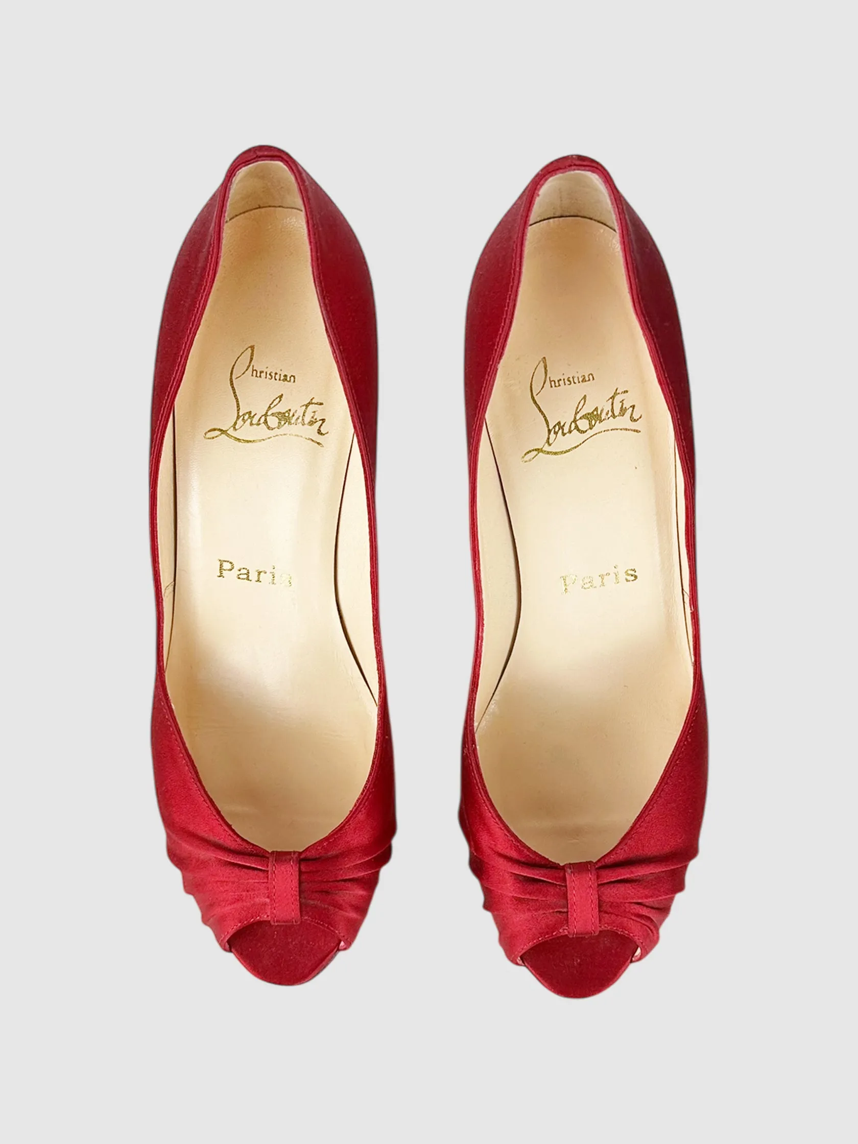 Satin Ruched Open Toe Pumps - Size 36.5