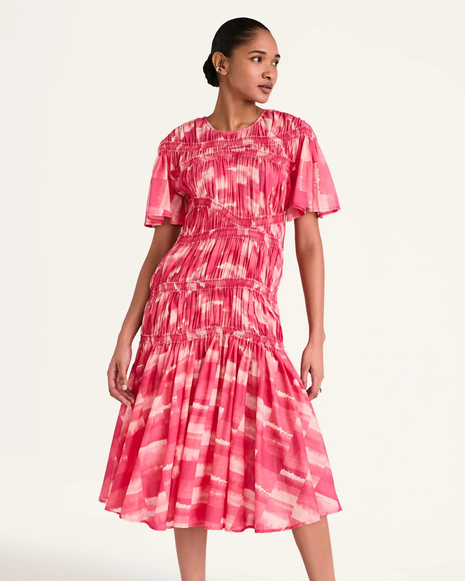 Seraphine Dress | Pink Patchwork Print