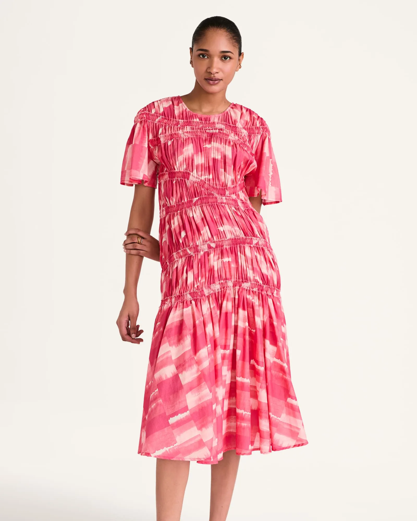 Seraphine Dress | Pink Patchwork Print