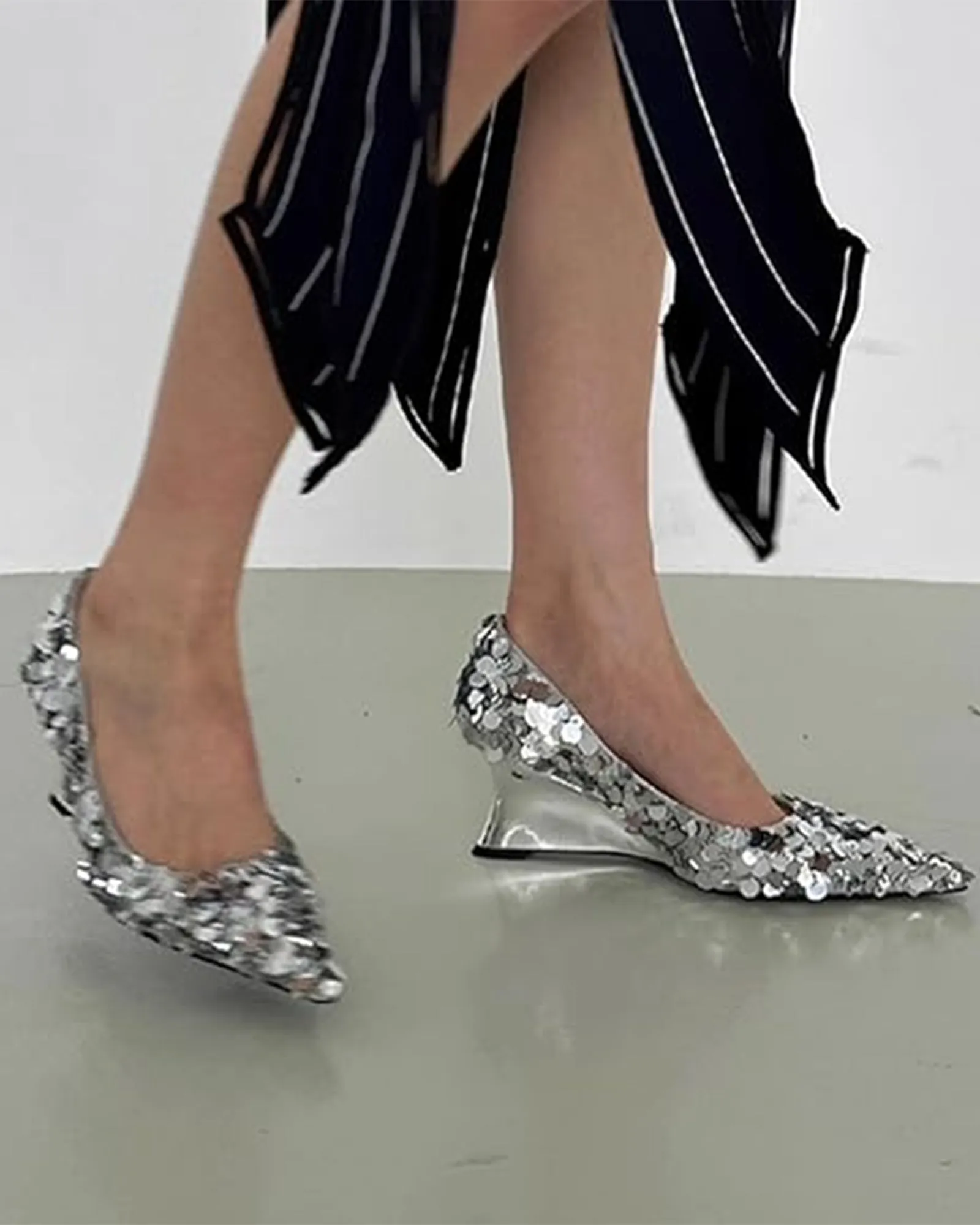 Shay Sequin Wedge Pumps