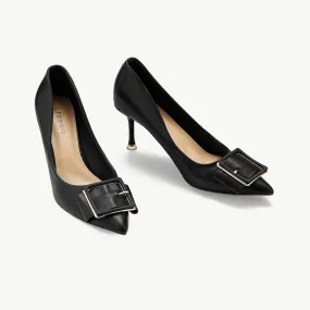 Square Buckled Pumps (Olivia) Black