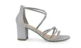 SYLVIE SILVER & BLACK BLOCK HEEL PUMPS