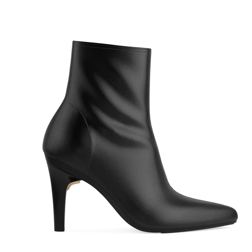 The Bootie - Coal Stretch Leather 4 Stiletto