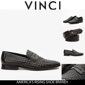 The Grand Woven Leather Black  Men Shoe Penny Loafer