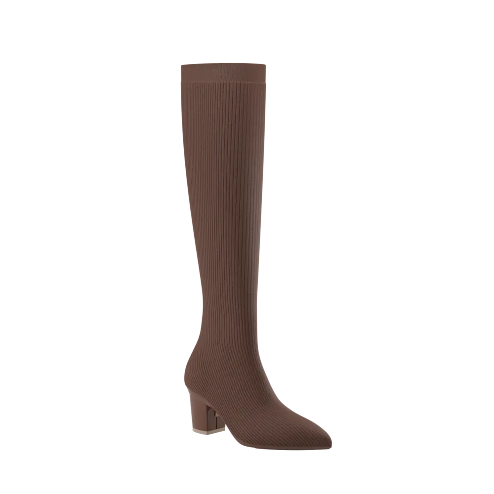 The Knee High Boot Walnut Knit   Block Heel Kit 3 Walnut