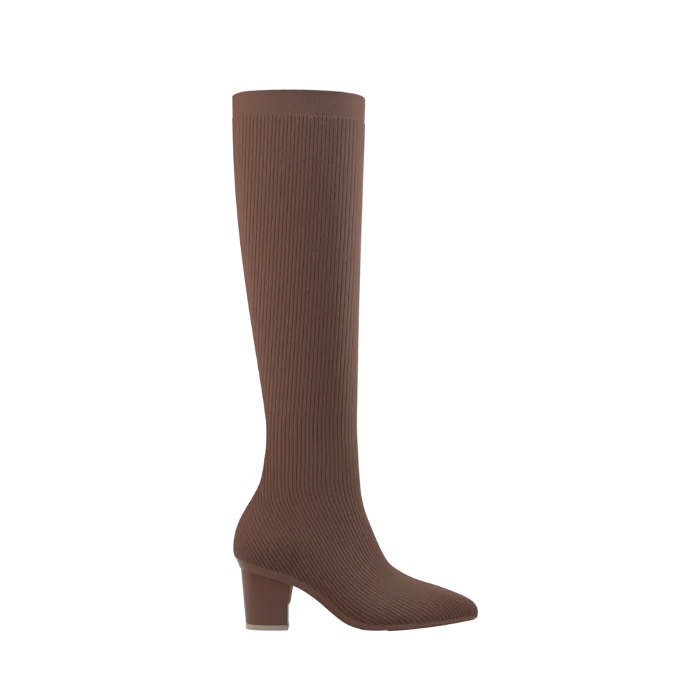 The Knee High Boot Walnut Knit   Block Heel Kit 3 Walnut