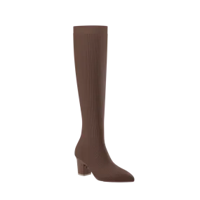 The Knee High Boot Walnut Knit   Block Heel Kit 3 Walnut