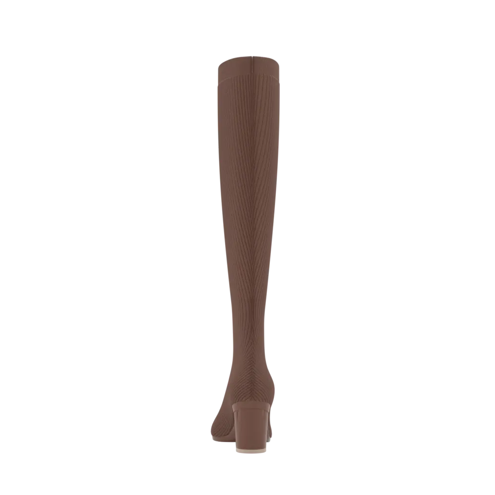 The Knee High Boot Walnut Knit   Block Heel Kit 3 Walnut