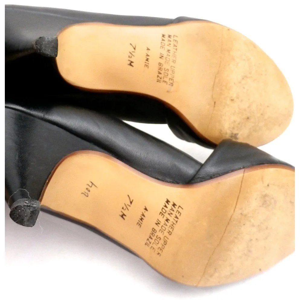 Vintage Womens Shoes 9 West Black Peep-Toe Pump Brazil 7.5 M 1980S