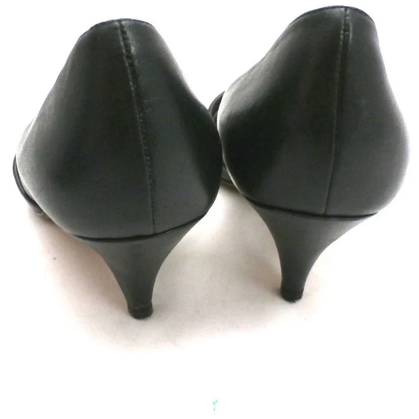 Vintage Womens Shoes 9 West Black Peep-Toe Pump Brazil 7.5 M 1980S