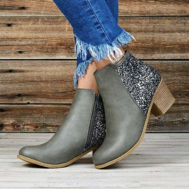 Vintage Zipper Fashion Ankle Boots
