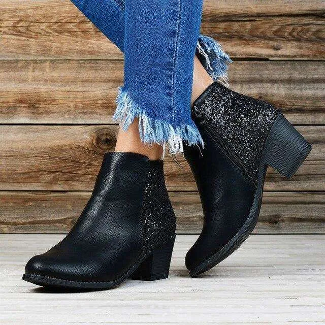 Vintage Zipper Fashion Ankle Boots