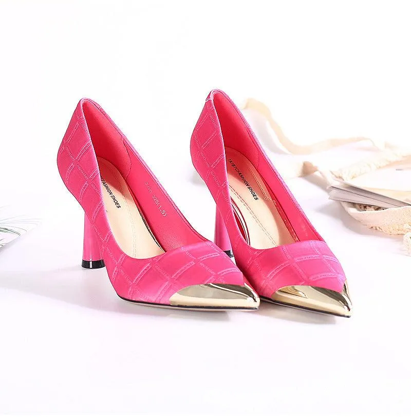 Wine Glass Heel Pumps Metal Pointed Toe Pumps