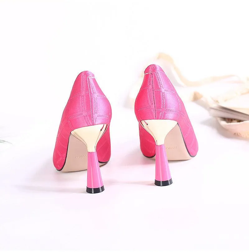 Wine Glass Heel Pumps Metal Pointed Toe Pumps