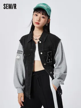 Women's Contrast Patchwork Loose Denim Jacket