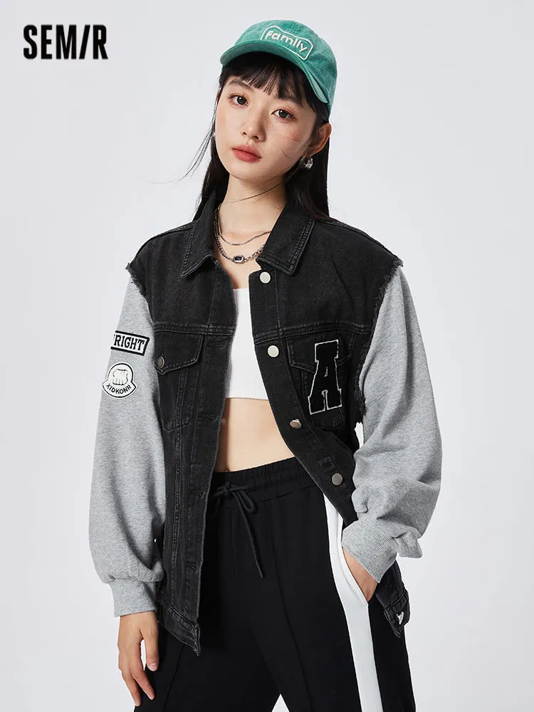 Women's Contrast Patchwork Loose Denim Jacket