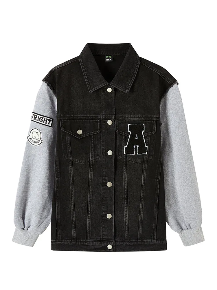 Women's Contrast Patchwork Loose Denim Jacket