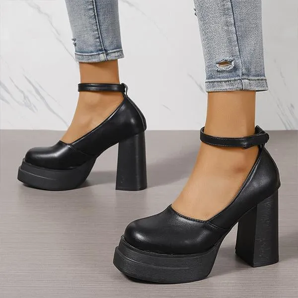 Women's Fashionable Buckle Thick Sole Pumps 03423518S