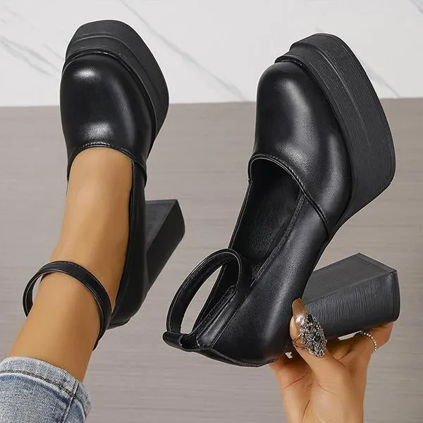 Women's Fashionable Buckle Thick Sole Pumps 03423518S