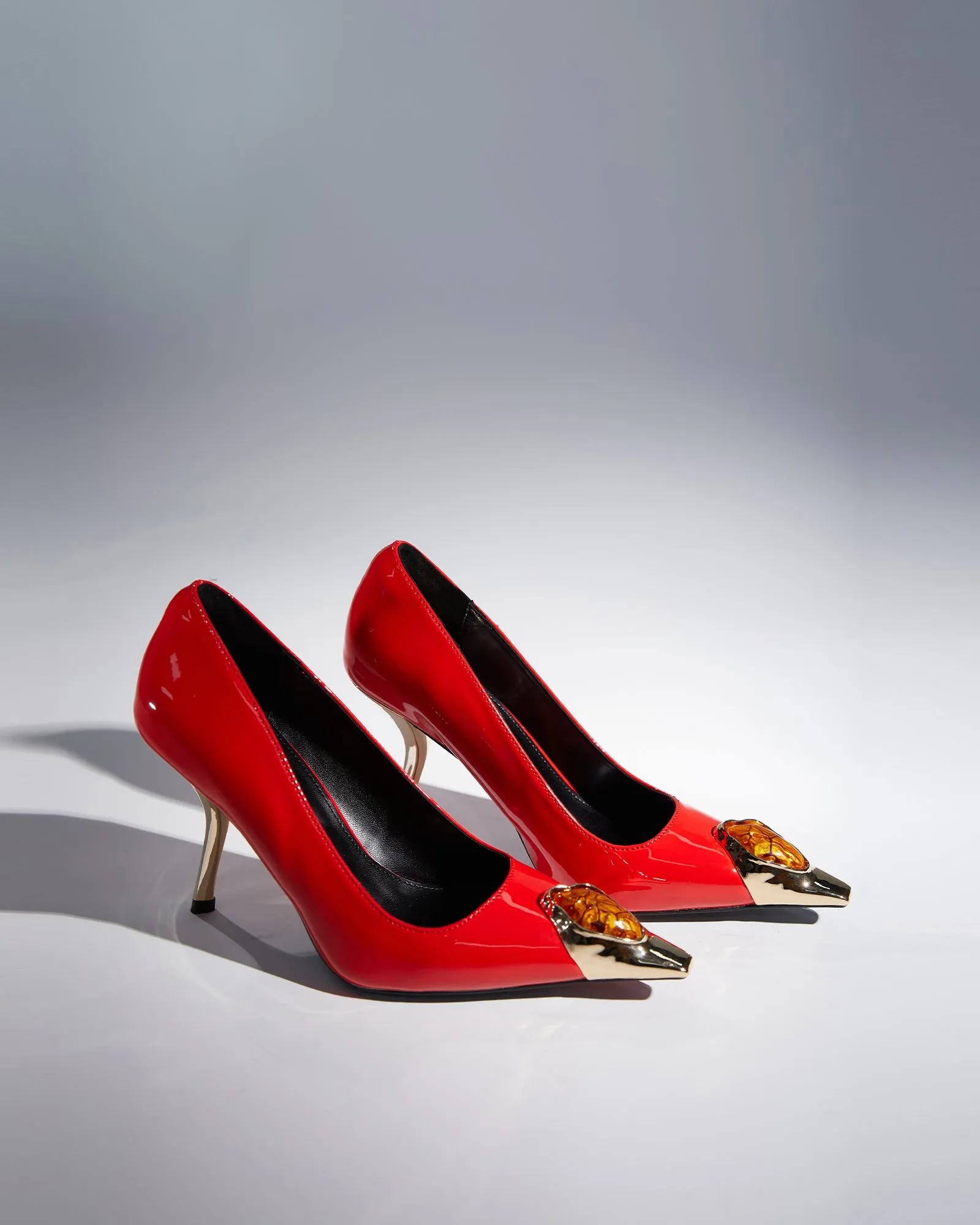 Xue Rhinestone Toe Pumps In Red