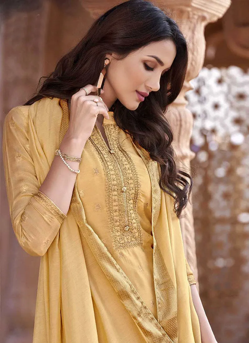 Yellow Golden Designer Salwar Kameez